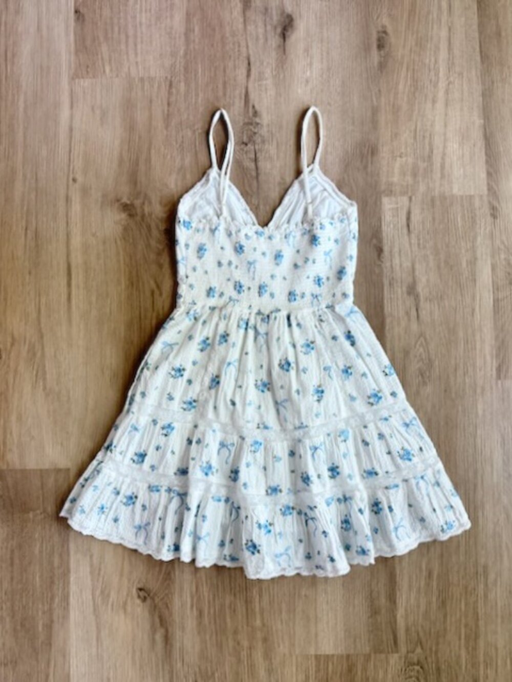 LoveShackFancy Solbina Dress XS Blue Floral EUC - Picture 10 of 10